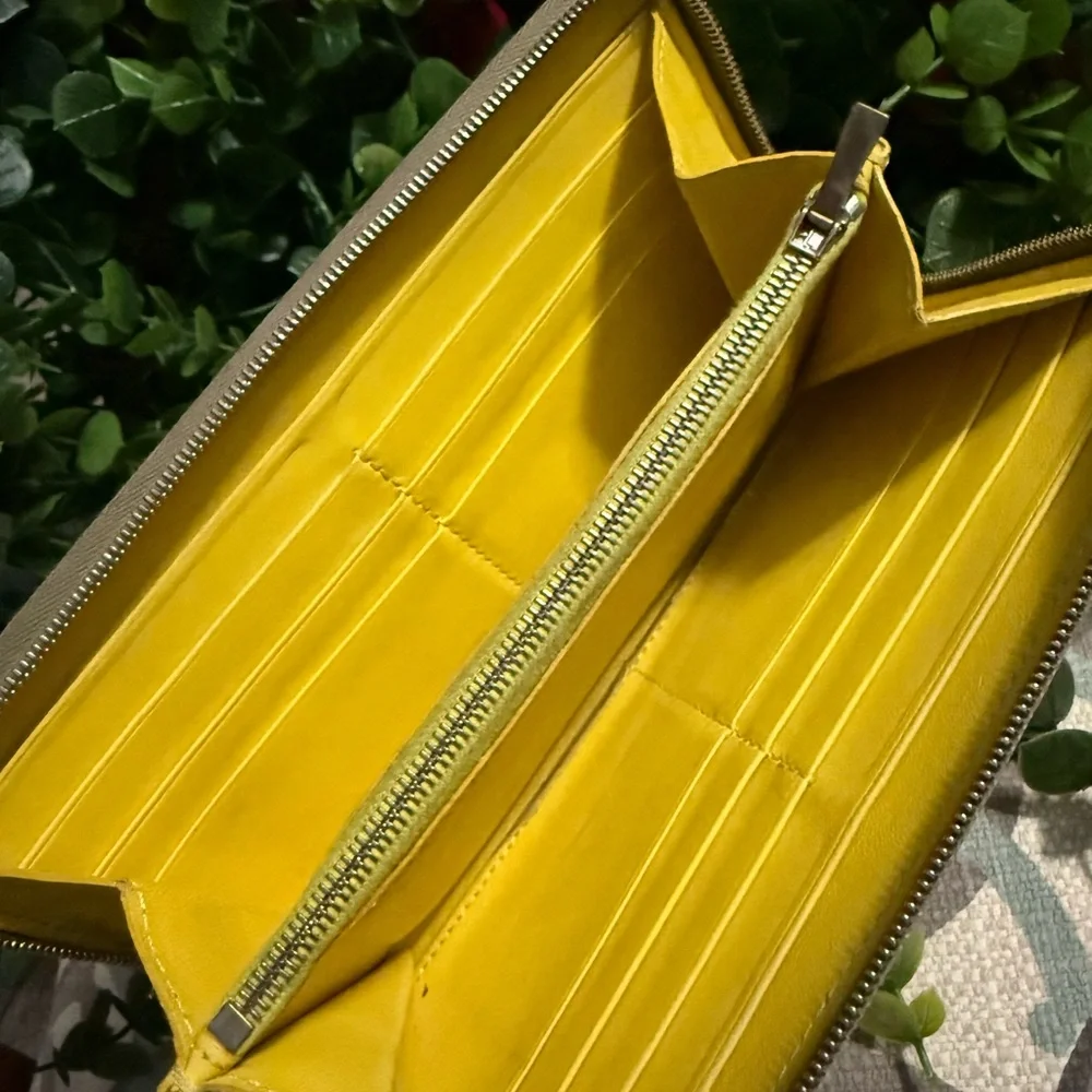 Celine Yellow and Gray Leather Wallet